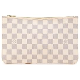Louis Vuitton-Pochete Louis Vuitton Damier Azur Neverfull MM branca-Branco