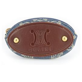 Céline-Celine Macadam Denim Leather Coin Purse-Brown,Blue