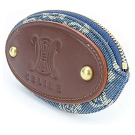 Céline-Celine Macadam Denim Leather Coin Purse-Brown,Blue