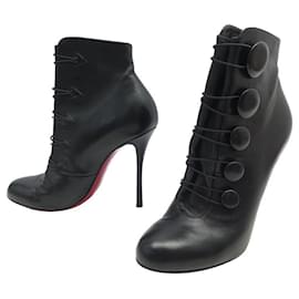 Christian Louboutin-CHRISTIAN LOUBOUTIN BOOTON 100 39 BLACK LEATHER ANKLE BOOTS-Black