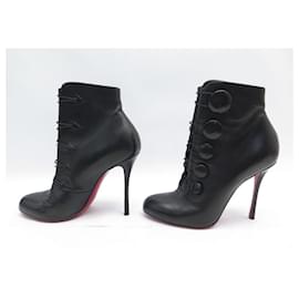 Christian Louboutin-CHRISTIAN LOUBOUTIN BOOTON 100 39 BLACK LEATHER ANKLE BOOTS-Black
