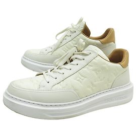 CHAUSSURES BASKETS LOUIS VUITTON BEVERLY HILLS MONOGRAM EMPREINTE 7.5 41.5 Blanc