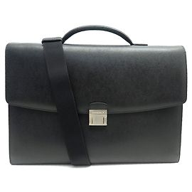 NEW MONTBLANC URBAN 2 BRIEFCASE BAG BLACK LEATHER WITH FLAPS Black