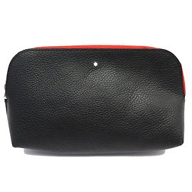 NINE MONTBLANC SOFT GRAIN LEATHER CASE MY OFFICE SMALL CASE 124122 LEATHER Black