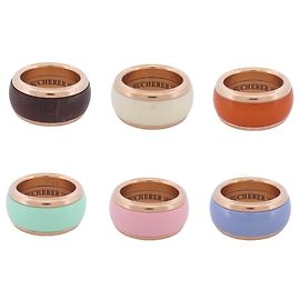 BUCHERER VARIATO T57 ROSE GOLD RING 18K + 6 COLORED RINGS Golden