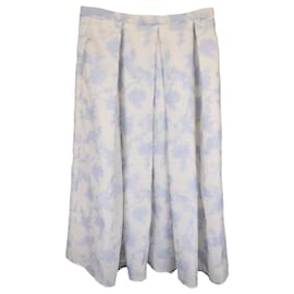 Erdem-Erdem Floral Midi Skirt in Light Blue Cotton-Blue,Light blue