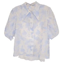 Blouse Florale Erdem en Soie Bleu Clair Bleu Bleu clair