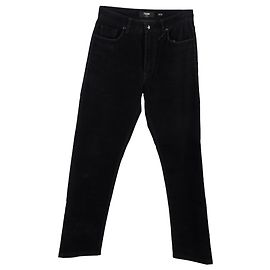 Jeans de corte recto de tiro medio en algodón negro Fendi Negro