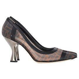 Fendi Colibri  Zucca FF Escarpins en Cuir et Maille Marron Marron