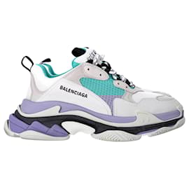 Balenciaga-Balenciaga Triple S Sneakers in Grey and Teal Polyurethane-Other