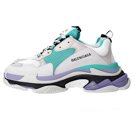 Balenciaga-Balenciaga Triple S Sneakers in Grey and Teal Polyurethane-Other