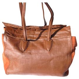 Bolsa Max Mara com clutch Marrom Laranja
