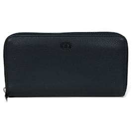Christian Dior-Christian Dior Long Wallet in Navy Blue Denim-Blue,Navy blue