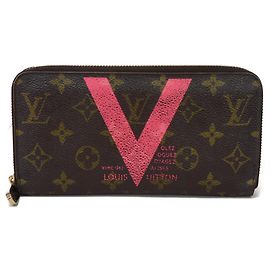Louis Vuitton Long Wallet Zippy LV Flower Brown Pink Red Monogram