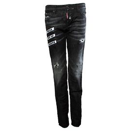 Dsquared2, jeans negros con parches Negro