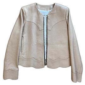 Veste en cuir Sandro Beige