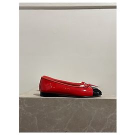 CHANEL Bailarinas T.EU 37 Cuero charol Roja
