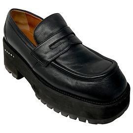 Marni Schwarze Chunky-Leder-Plateau-Loafer Schwarz