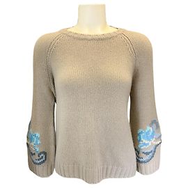 Pull en cachemire beige / bleu Iris Von Arnim Beige