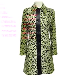 Louis Vuitton-Louis Vuitton Leopard Embroidered Coat with Leather Trim-Brown