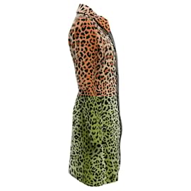 Louis Vuitton-Louis Vuitton Leopard Embroidered Coat with Leather Trim-Brown