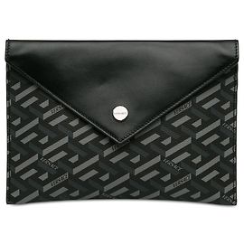 Black Versace La Greca Envelope Clutch Black