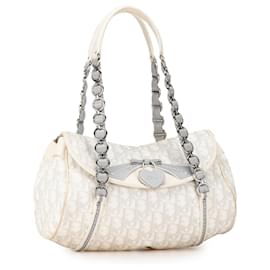 Dior-White Dior Oblique Romantique Handbag-White