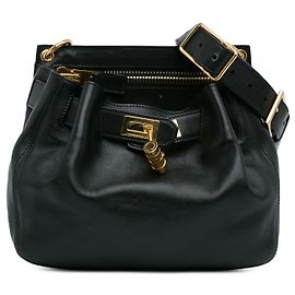 Black Tom Ford Leather Front Lock Crossbody Black