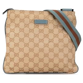 Borsa a tracolla in tela GG Gucci color sabbia Cammello