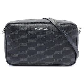 Black Balenciaga Medium BB Monogram Signature Camera Bag Black