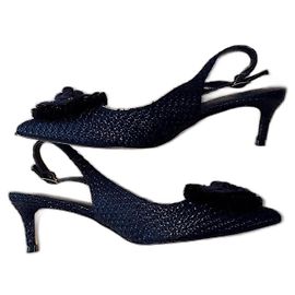 Guess Raffia and leather sandals Black