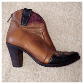 Autre Marque-Leather cowboy boots Emanuela Passeri-Brown