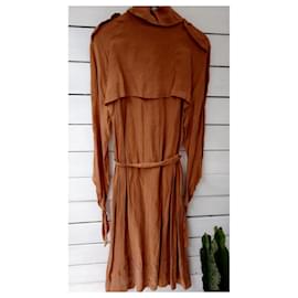 Zara-Long brown trench coat-Bronze