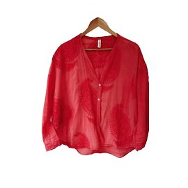 Autre Marque Tensione in camicia rossa con ricamo Rosso
