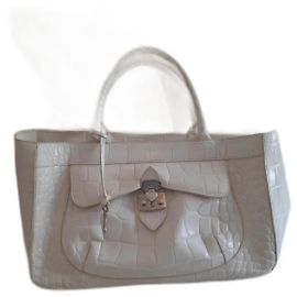 Borsa Furla in pelle bianca e beige Bianco Beige Silver hardware