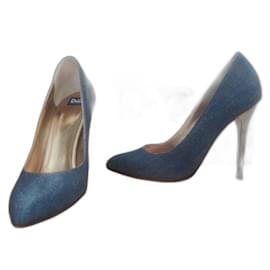 D&G-Denim pumps 10cm heels-Blue,Cognac