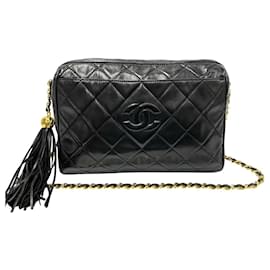 Chanel-Chanel Quilted Leather Tassel Camera Bag Leather Crossbody Bag-Black