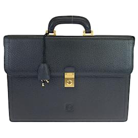 Loewe-Loewe Vintage Anagram Leather Briefcase -Black