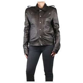 Rick Owens Schwarze Lederjacke mit gepolsterten Schultern - Größe UK 12 Schwarz