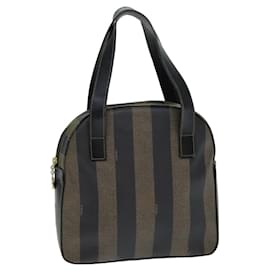 Fendi-Sac à main en toile Fendi Pecan en cuir PVC marron noir-Marron
