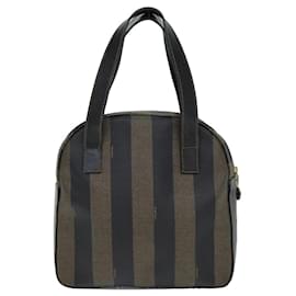 Fendi-Sac à main en toile Fendi Pecan en cuir PVC marron noir-Marron