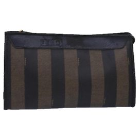 Borsa clutch in tela Fendi Pecan nera e marrone Nero