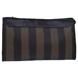 Fendi-Fendi Pecan Canvas Clutch Bag Black Brown-Black