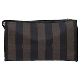 Fendi-Fendi Pecan Canvas Clutch Bag Black Brown-Black