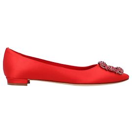 Manolo Blahnik Hangisi Flach Rot Rot