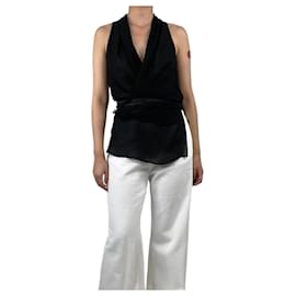 Helmut Lang Black draped wrap top - size S Black