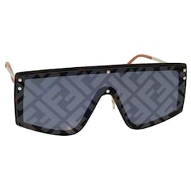 Fendi-Fendi Zucca Canvas Sunglasses Black-Black