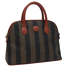 Fendi-Sac à main en toile Fendi Pecan marron noir-Marron