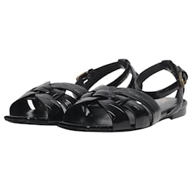 Saint Laurent-Black croc-embossed Tribute sandals - size EU 34.5-Black
