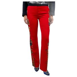 Etro Rote Blumenmuster gerade geschnittene Hose - Größe UK 8 Rot